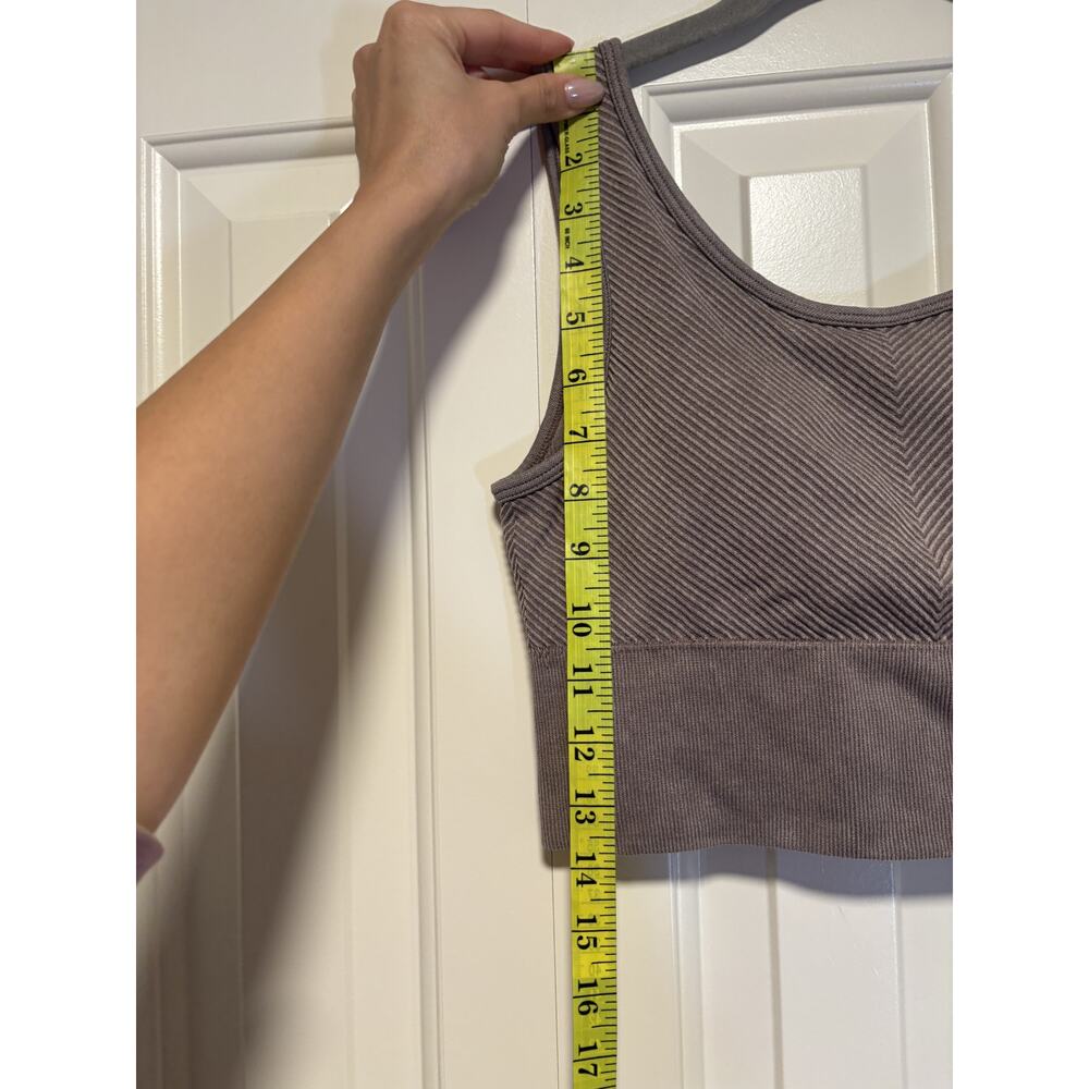 Top Ribbed Crop Tank Top Bra Gray M - Picture 4 of 6